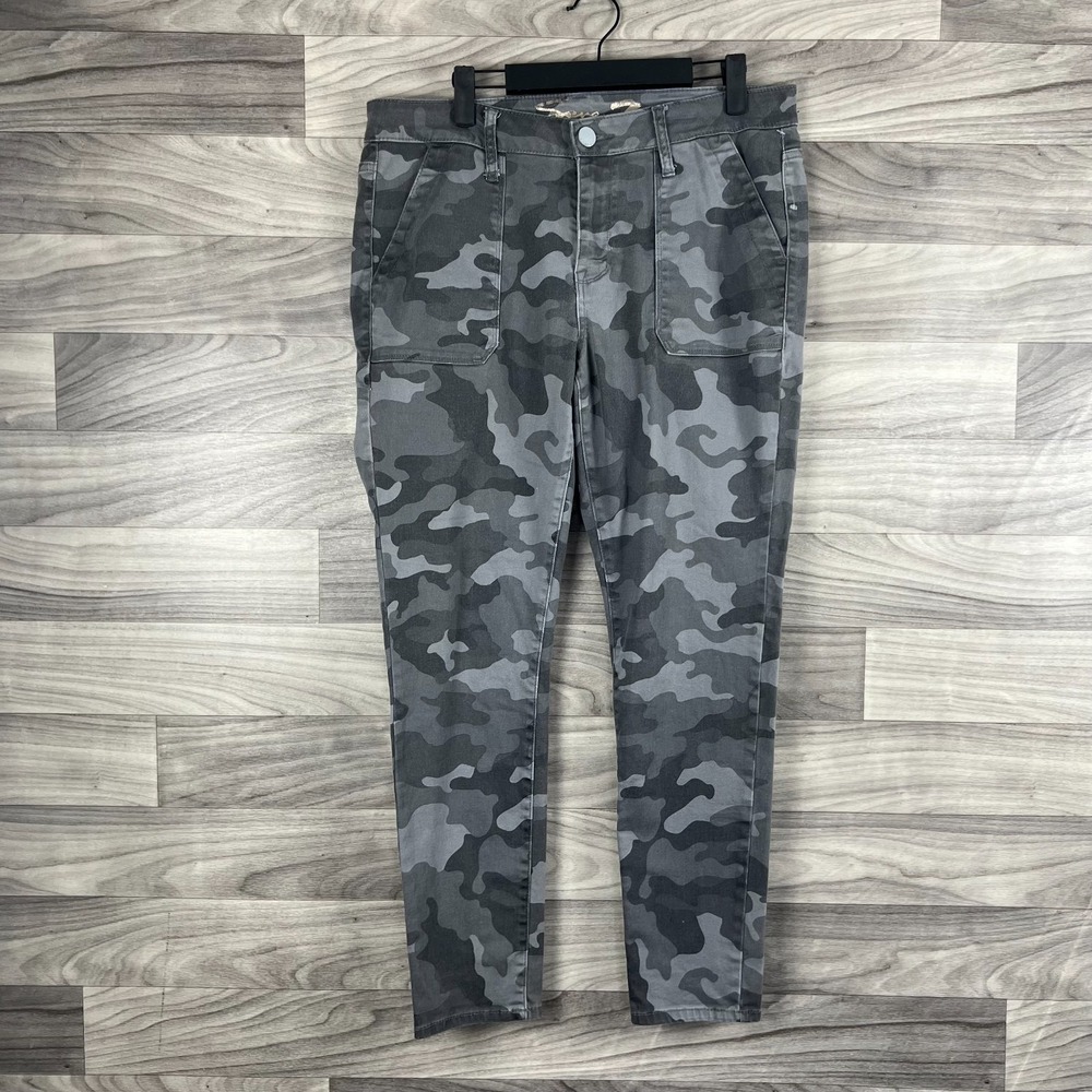 Seven7 Utility Ankle Skinny Pants Womenss 10 (34x27) Gray Concrete Camo Stretch